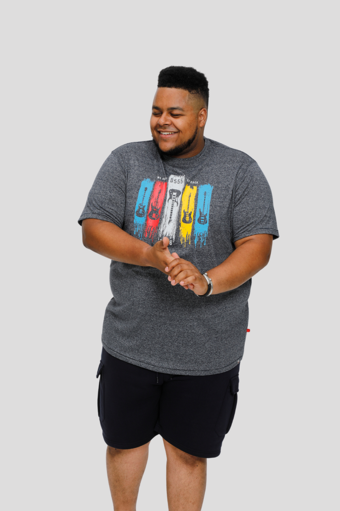 Duke Guitar with Drips Printed Crew Neck T-Shirt