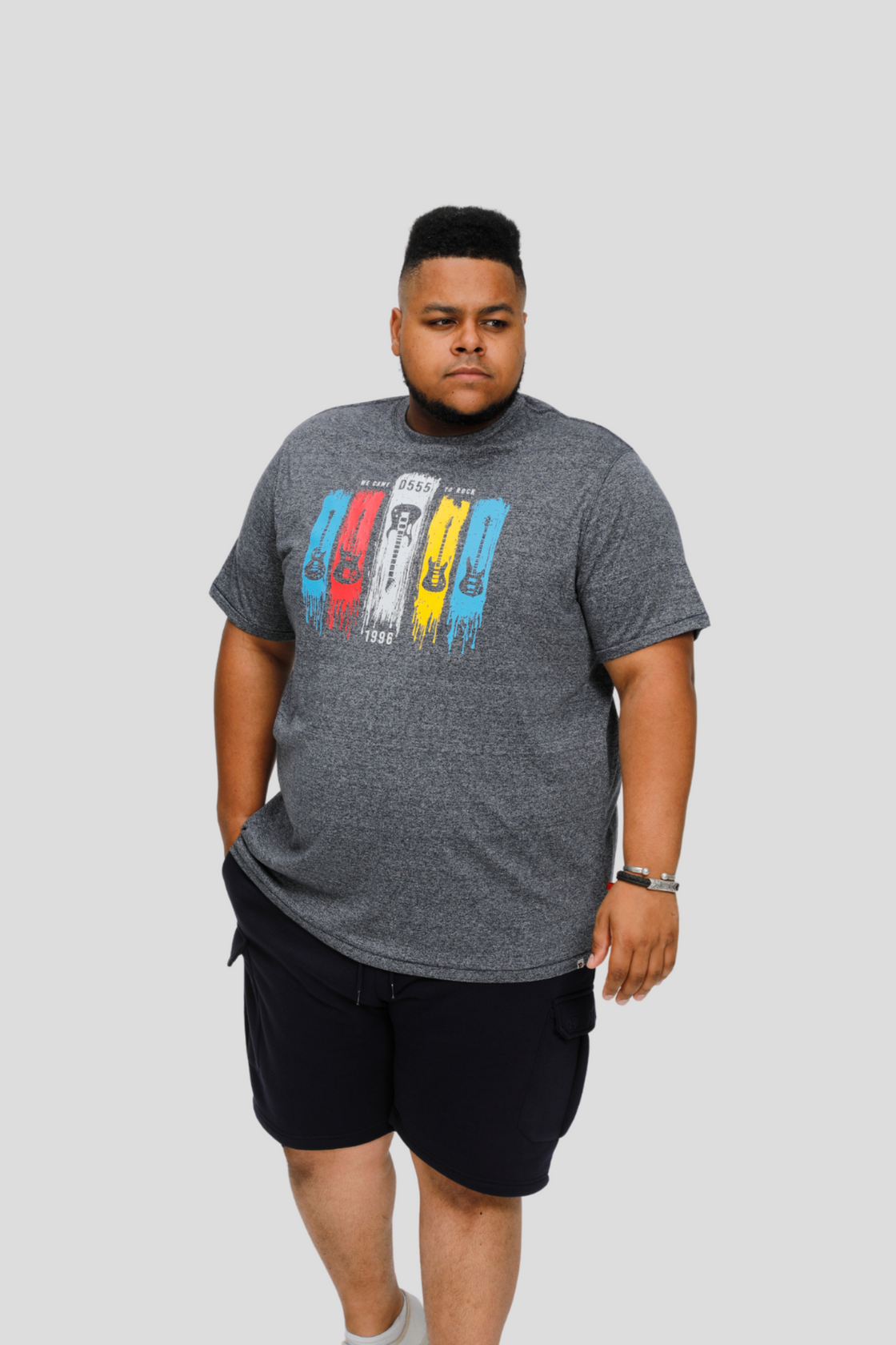 Duke Guitar with Drips Printed Crew Neck T-Shirt