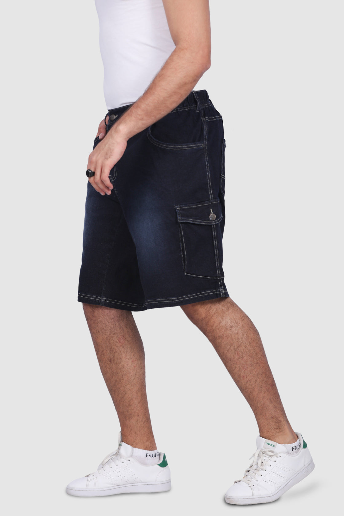 North 56°Denim Cargo Shorts W/Elastic Waist