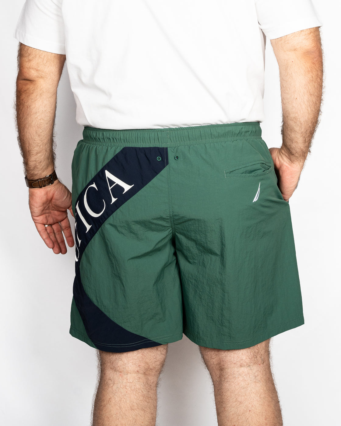 Nautica Striped Logo Swim Shorts