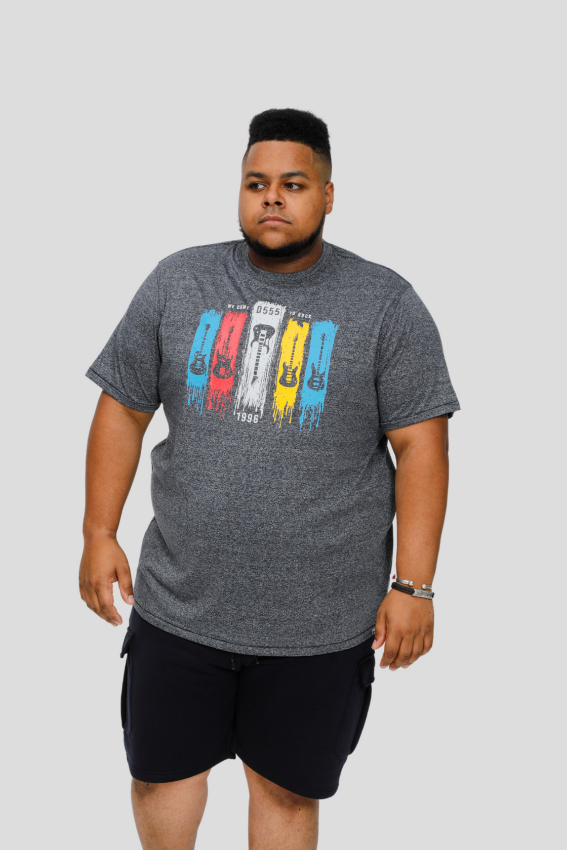 Duke Guitar with Drips Printed Crew Neck T-Shirt