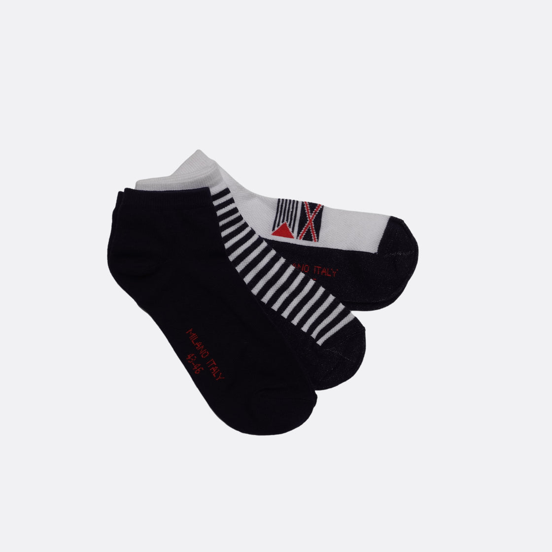Milano Italy 3 Pack Ankle Length Socks