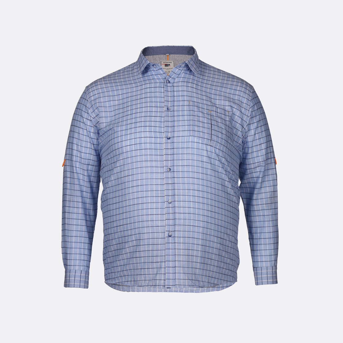 Milano Italy Windowpane Checkered Long Sleeve Shirt