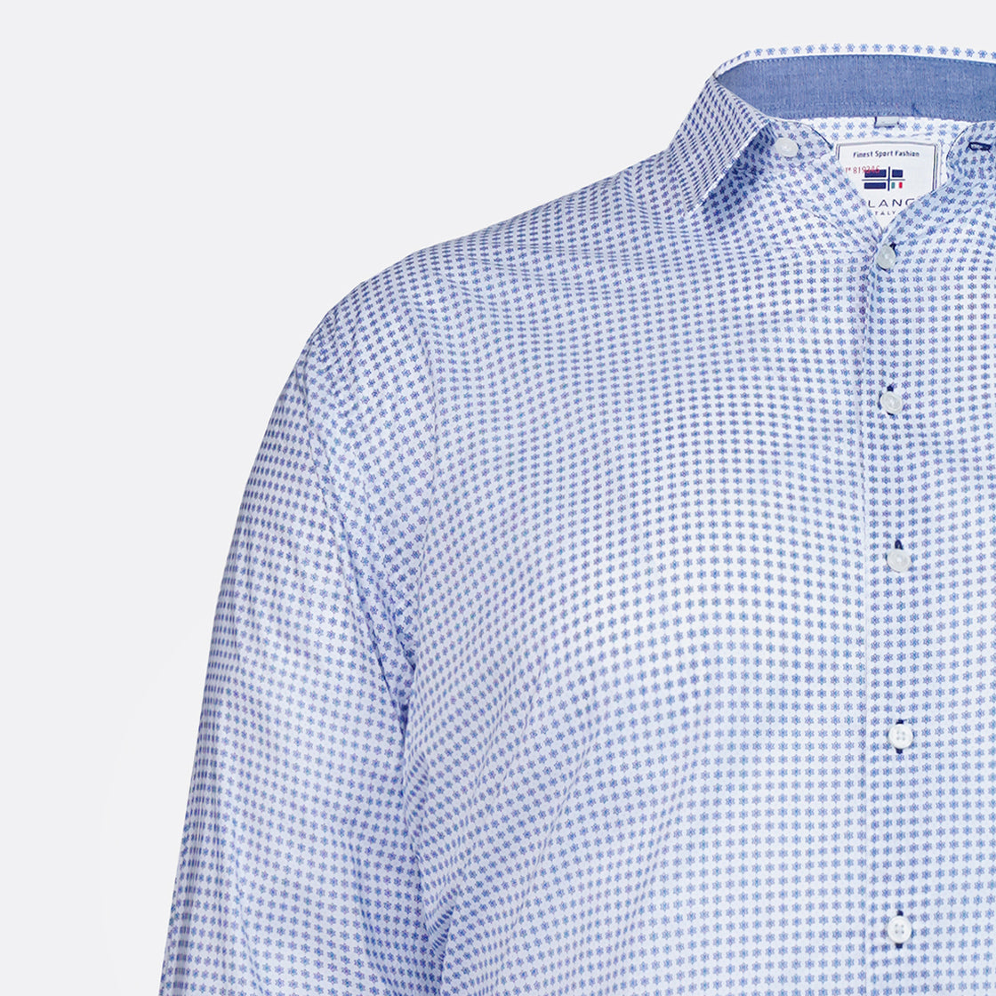 Floral Contrast Milano Italy Shirt in Blue