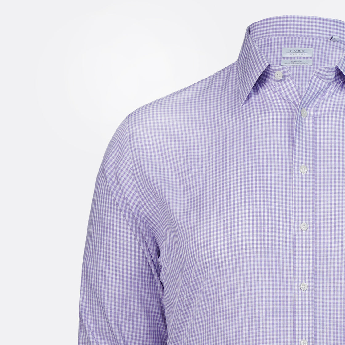Gingham Pattern Enro Cotton Shirt