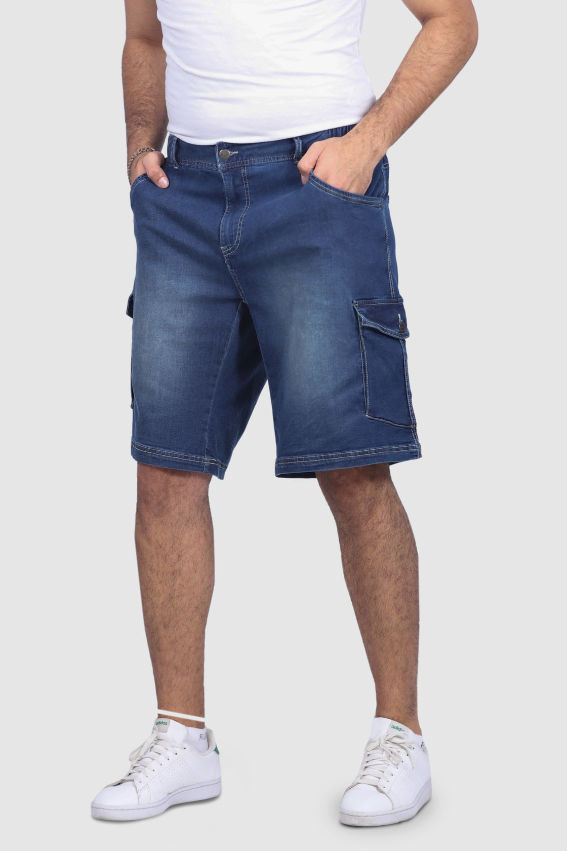 North 56°Denim Cargo Shorts W/Elastic Waist