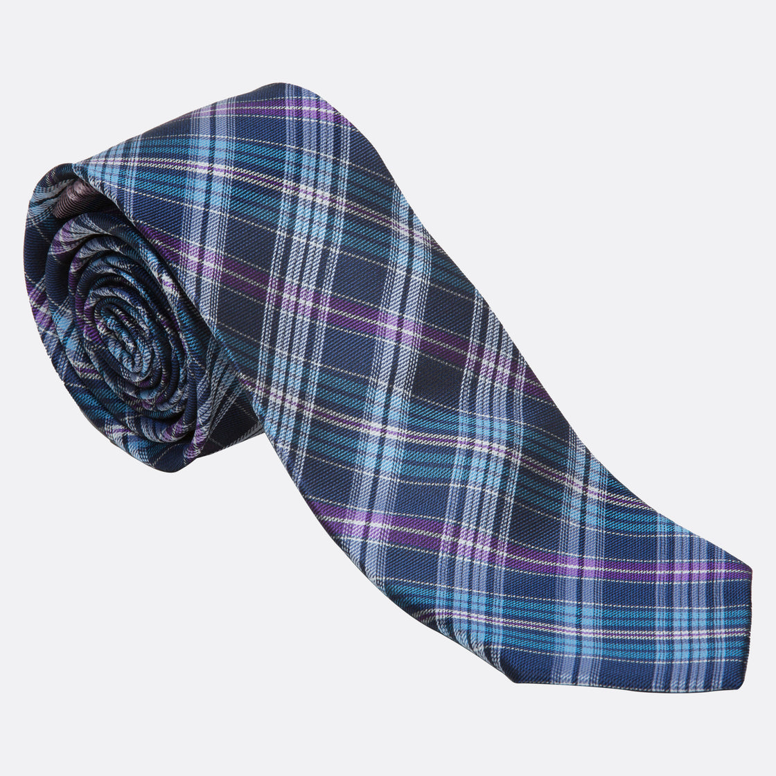 XMI Platinum Plaid Checkered Pattern Tie