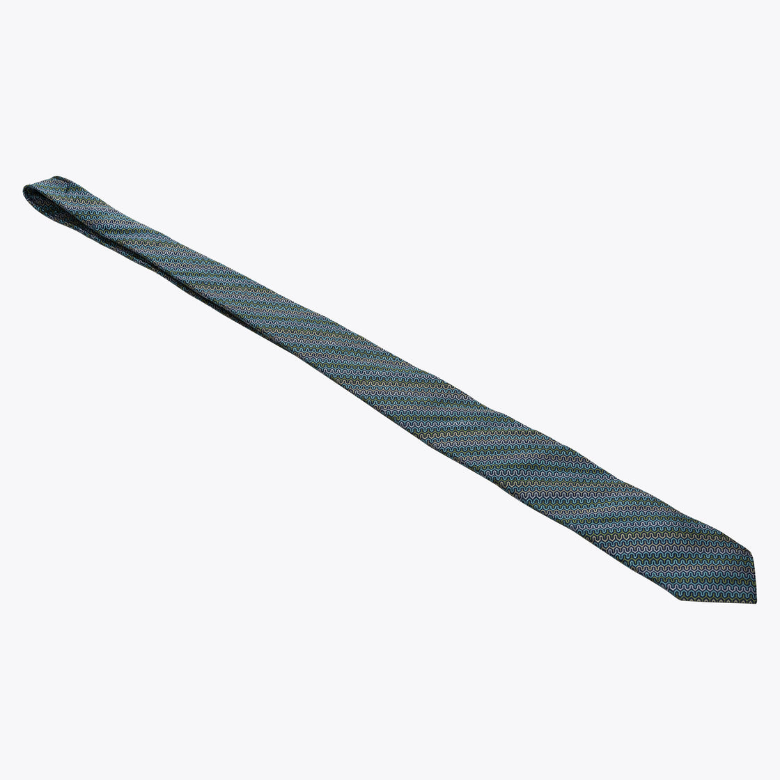 XMI Platinum Green Geometric Wave Tie
