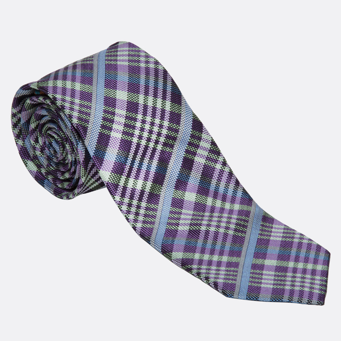 XMI Platinum Plaid Checked Pattern Tie