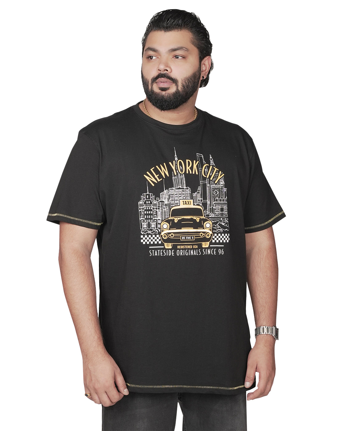 New York Taxi Graphic Print T-Shirt by D555