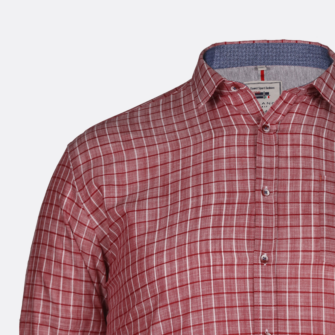 Milano Italy Windowpane Checkered Long Sleeve Shirt